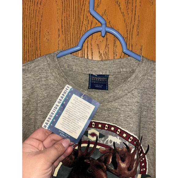 Vintage Harborside Graphics moose graphic double-sided image t-shirt NWT Medium - Picture 4 of 9